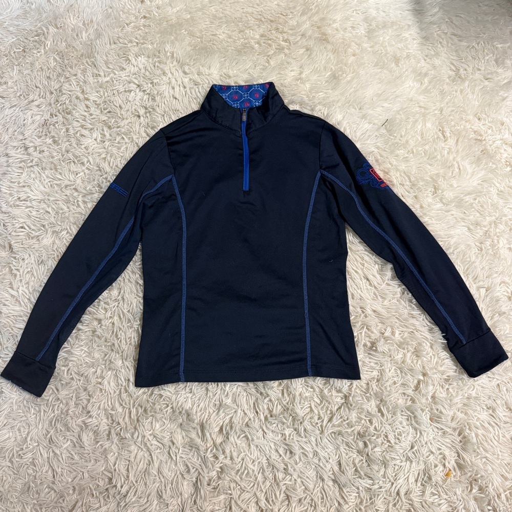 Child’s Medium Blue Romfh Long Sleeve Horseback Riding Sunshirt. Good Condition.